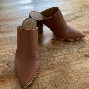 Lucky Brand Brown Leather Pointed-Toe Mules
